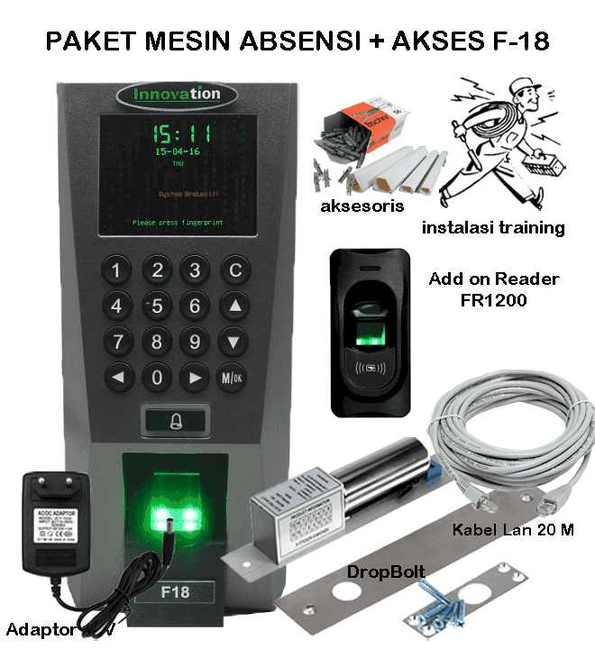 Paket Mesin Absensi dan Akses Pintu_Innovation BioFinger Akses (F-18)